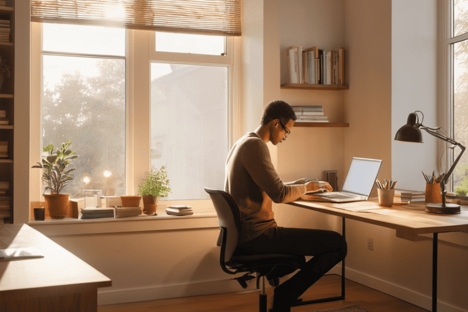 Low-Dopamine Mornings productivity scene